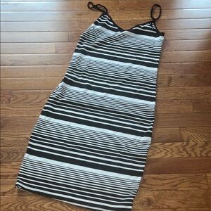 One Clothing Black and White Striped Midi Dress